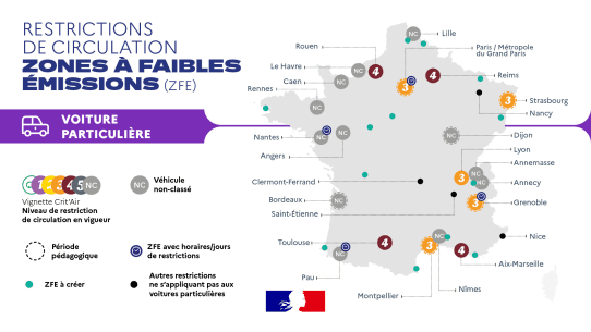 Carte des Zones à Faibles émission en France